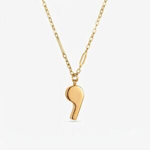 Vintage 1970s Gold Plated Working Whistle Necklace, Paperclip Mixed Link Chain